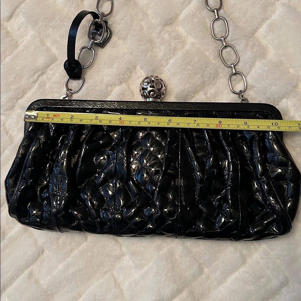 Brighton Black Quilted Clutch with Silver Chain - Picture 5 of 8